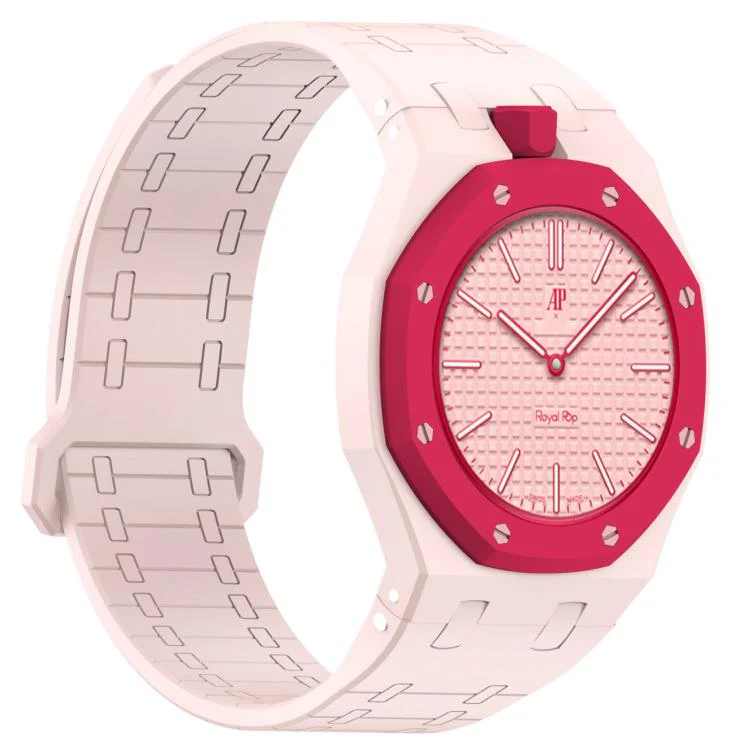 For Swatch Royal Pop Integrated Twelve O Clock Side Magnetic Silicone Watch Band(Sand Pink) - Image 5