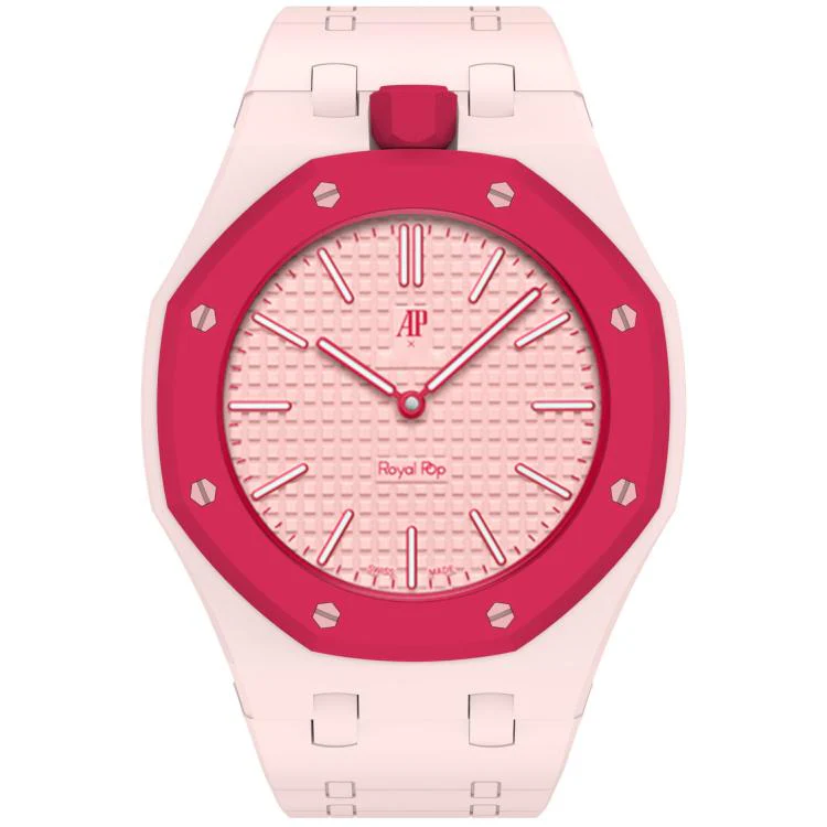 For Swatch Royal Pop Integrated Twelve O Clock Side Magnetic Silicone Watch Band(Sand Pink) - Image 6