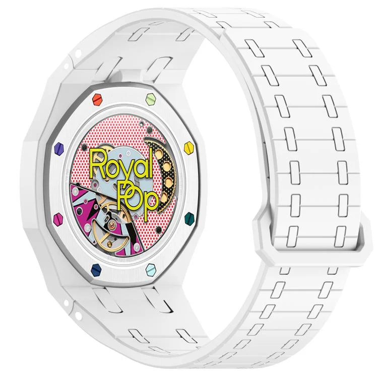 For Swatch Royal Pop Integrated Twelve O Clock Side Magnetic Silicone Watch Band(White) - Image 3