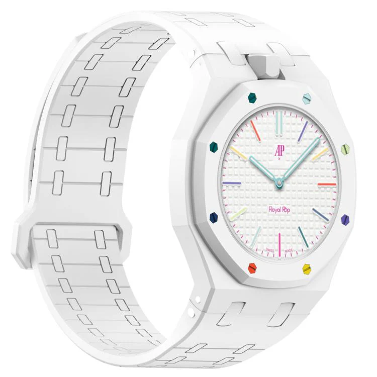 For Swatch Royal Pop Integrated Twelve O Clock Side Magnetic Silicone Watch Band(White) - Image 5