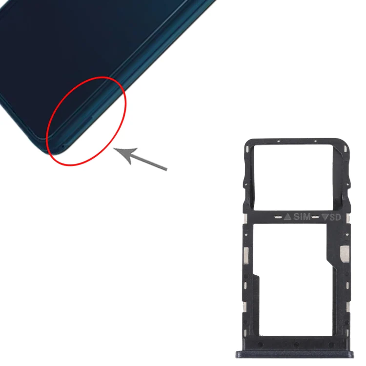 For TCL 20 R 5G Original SIM Card Tray + Micro SD Card Tray(Black) - Image 4