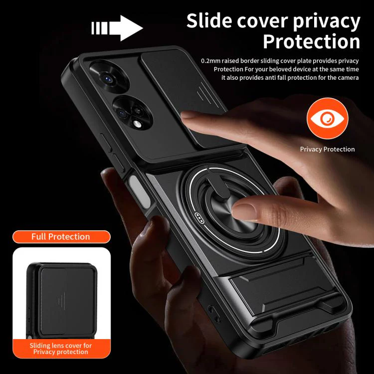 For TCL 50 5G Lens Sliding Window Multifunctional Magnetic Shockproof Phone Case(Red) - Image 7