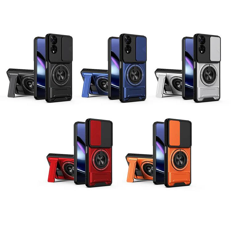 For TCL 50 5G Lens Sliding Window Multifunctional Magnetic Shockproof Phone Case(Titanium Gray) - Image 2
