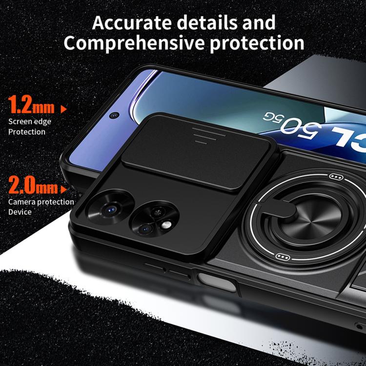 For TCL 50 5G Lens Sliding Window Multifunctional Magnetic Shockproof Phone Case(Titanium Gray) - Image 6