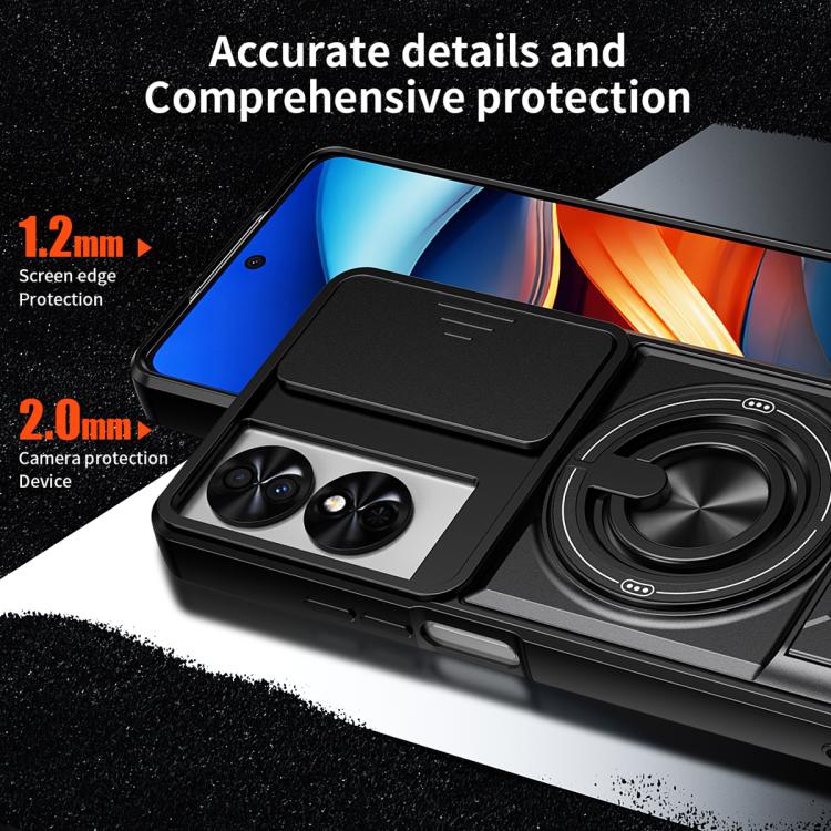 For TCL 50 SE Lens Sliding Window Multifunctional Magnetic Shockproof Phone Case(Black) - Image 6