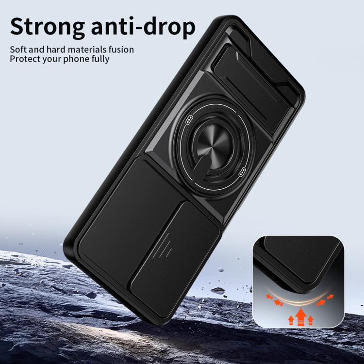 For TCL 50 SE Lens Sliding Window Multifunctional Magnetic Shockproof Phone Case(Royal Blue) - Image 4