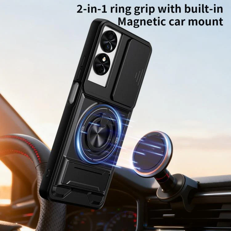 For TCL 50 SE Lens Sliding Window Multifunctional Magnetic Shockproof Phone Case(Royal Blue) - Image 8