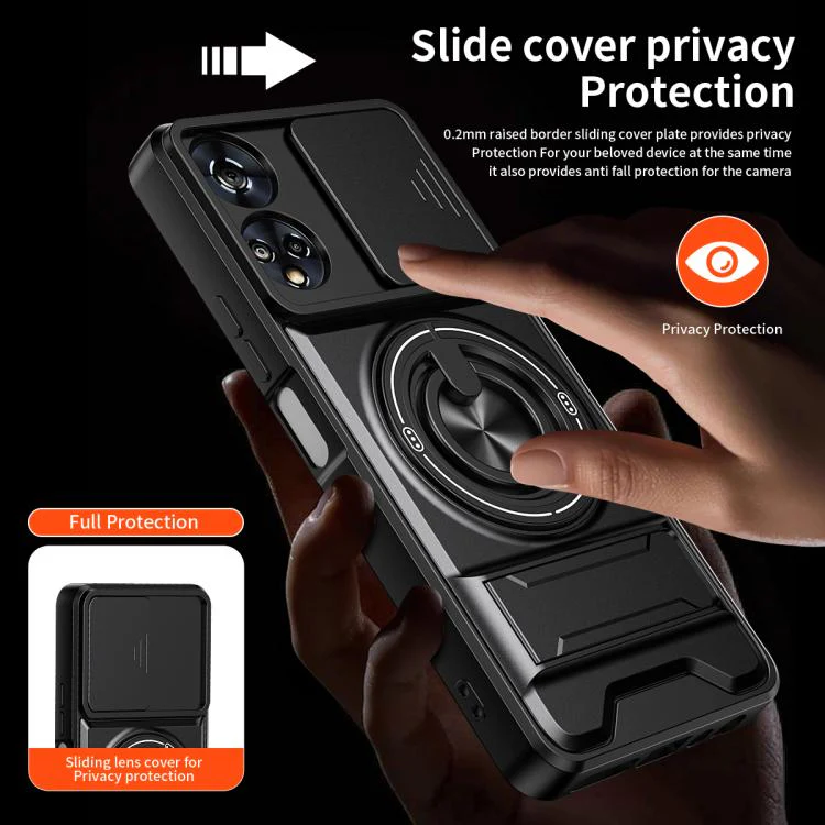 For TCL 50 XE 5G Lens Sliding Window Multifunctional Magnetic Shockproof Phone Case(Titanium Gray) - Image 7