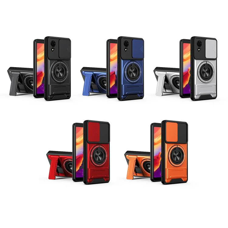 For TCL 501 4G Lens Sliding Window Multifunctional Magnetic Shockproof Phone Case(Black) - Image 2