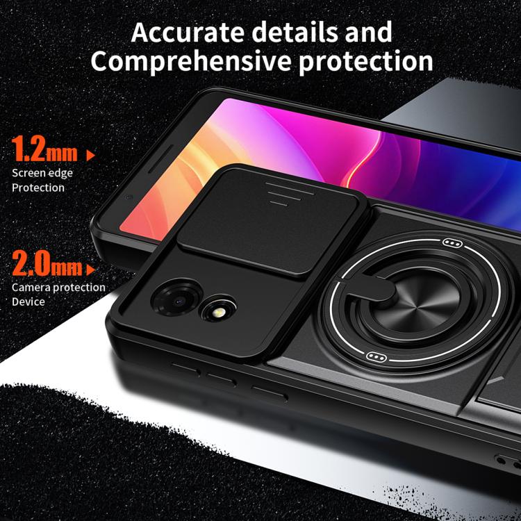 For TCL 501 4G Lens Sliding Window Multifunctional Magnetic Shockproof Phone Case(Black) - Image 6