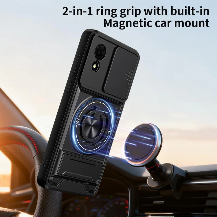 For TCL 501 4G Lens Sliding Window Multifunctional Magnetic Shockproof Phone Case(Black) - Image 8