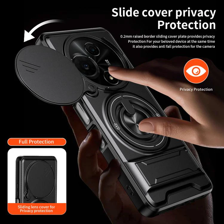 For TCL 60 NxtPaper 4G Lens Sliding Window Multifunctional Magnetic Shockproof Phone Case(Black) - Image 7