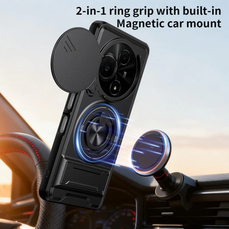 For TCL 60 NxtPaper 4G Lens Sliding Window Multifunctional Magnetic Shockproof Phone Case(Black) - Image 8