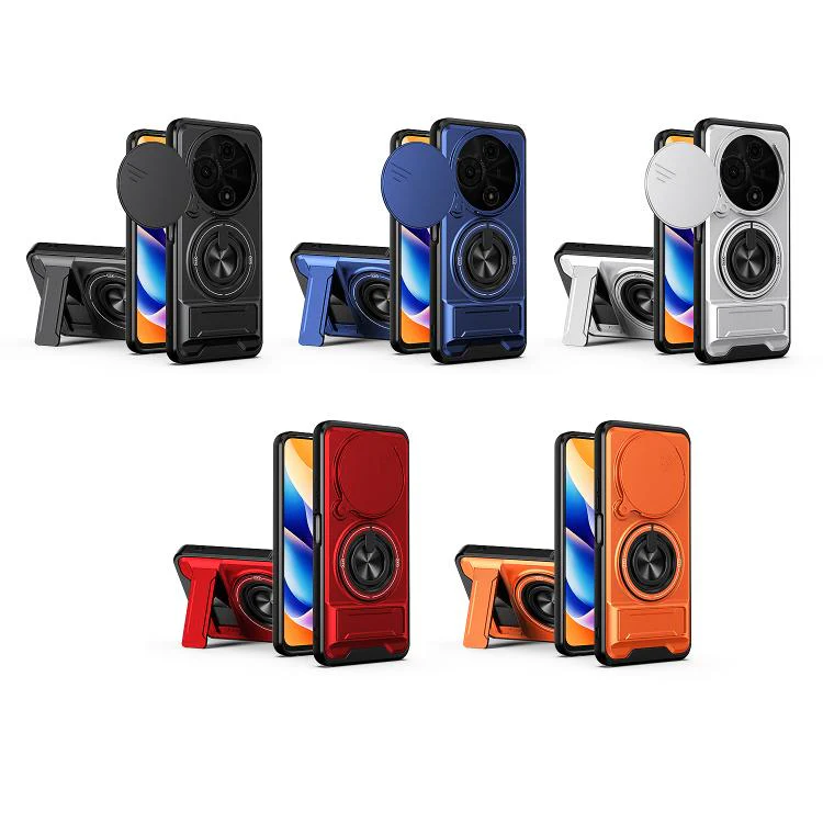 For TCL 605 4G Lens Sliding Window Multifunctional Magnetic Shockproof Phone Case(Black) - Image 2