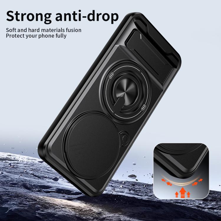 For TCL 605 4G Lens Sliding Window Multifunctional Magnetic Shockproof Phone Case(Orange) - Image 4