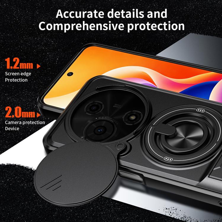 For TCL 605 4G Lens Sliding Window Multifunctional Magnetic Shockproof Phone Case(Orange) - Image 6