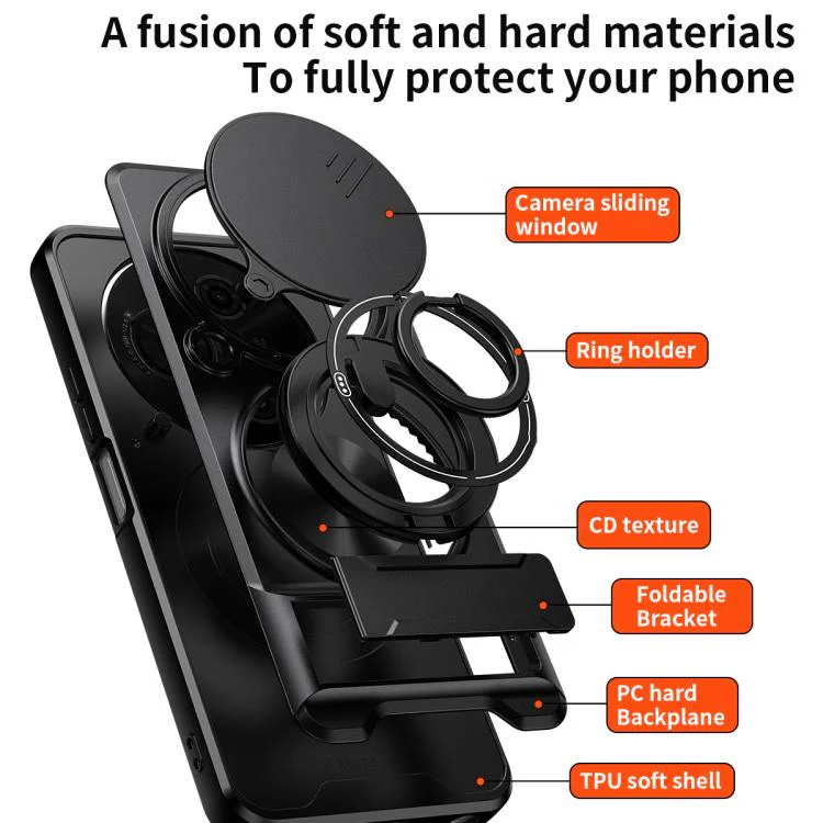 For TCL 605 4G Lens Sliding Window Multifunctional Magnetic Shockproof Phone Case(Red) - Image 3