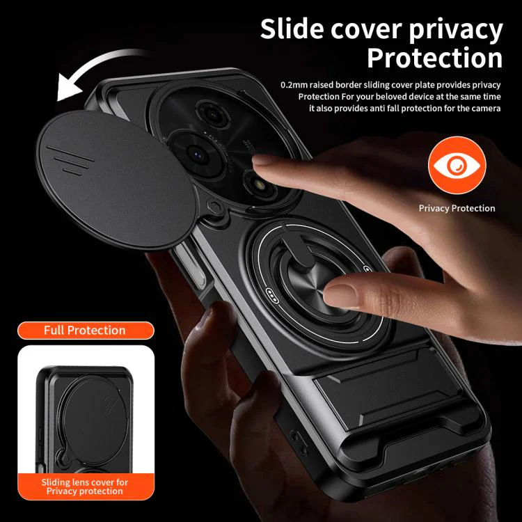 For TCL 605 4G Lens Sliding Window Multifunctional Magnetic Shockproof Phone Case(Titanium Gray) - Image 7