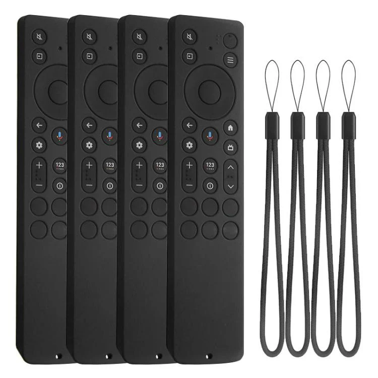 For TCL RC923A / RC813A TV Remote XDcase 4pcs Soft Silicone Protective Case with Mini Strap(Black)