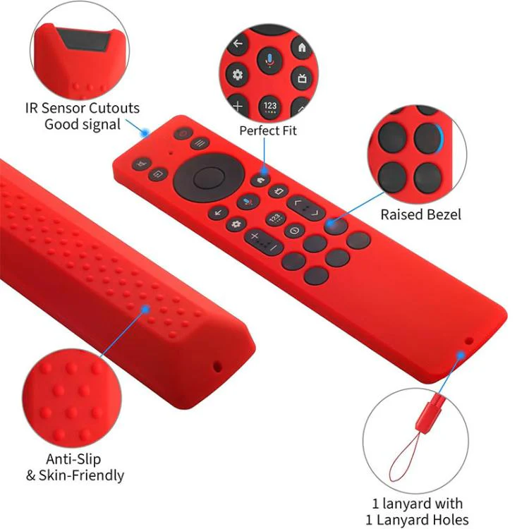 For TCL RC923A / RC813A TV Remote XDcase 4pcs Soft Silicone Protective Case with Mini Strap(Black) - Image 4