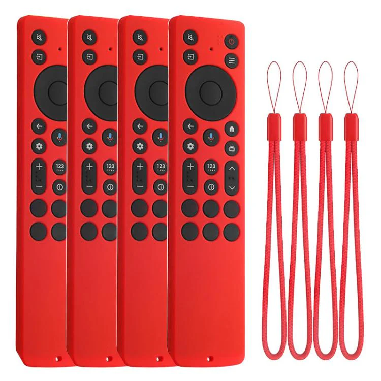 For TCL RC923A / RC813A TV Remote XDcase 4pcs Soft Silicone Protective Case with Mini Strap(Red)