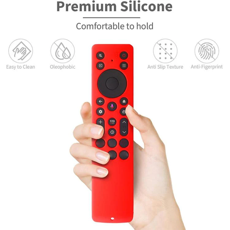 For TCL RC923A / RC813A TV Remote XDcase 4pcs Soft Silicone Protective Case with Mini Strap(Red) - Image 3