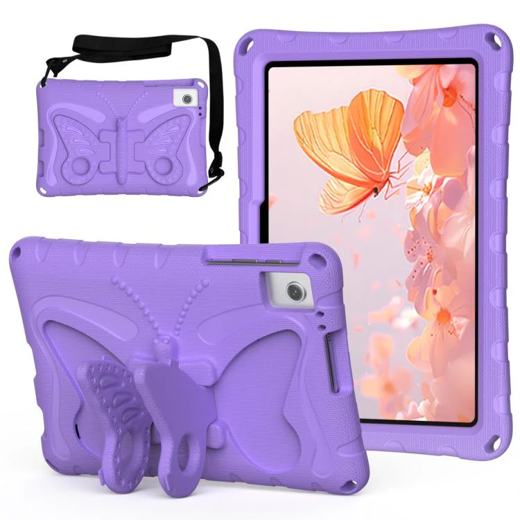 For TCL Tab 10L Gen 3 10.1 Butterfly Bracket EVA Shockproof Tablet Case(Light Purple)
