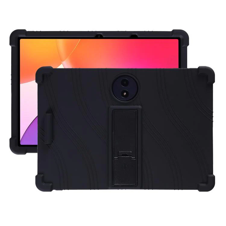 For TCL Tab A1 Plus 12.2 2026 Shockproof Silicone Tablet Protective Case with Holder(Black)
