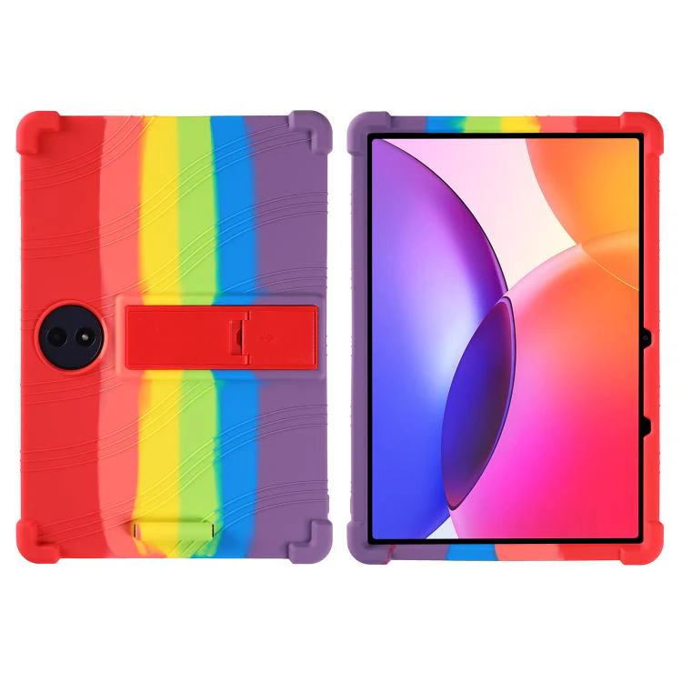 For TCL Tab A1 Plus 12.2 2026 Shockproof Silicone Tablet Protective Case with Holder(Rainbow) - Image 2