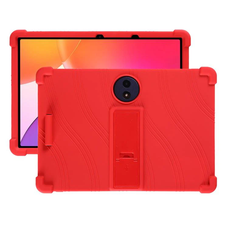 For TCL Tab A1 Plus 12.2 2026 Shockproof Silicone Tablet Protective Case with Holder(Red)
