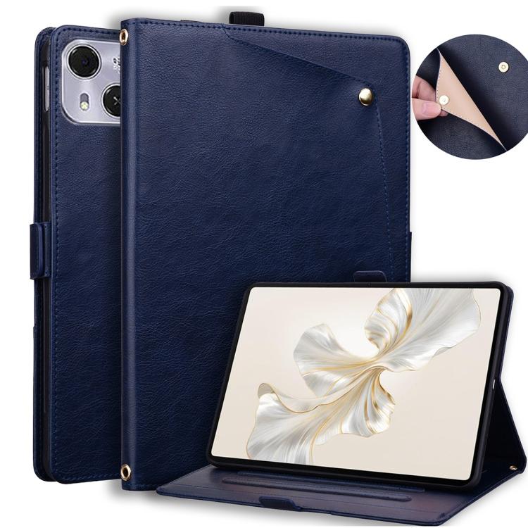 For Tecno Megapad Pro 12 Front Pocket Business Vegan Leather Tablet Case(Blue)
