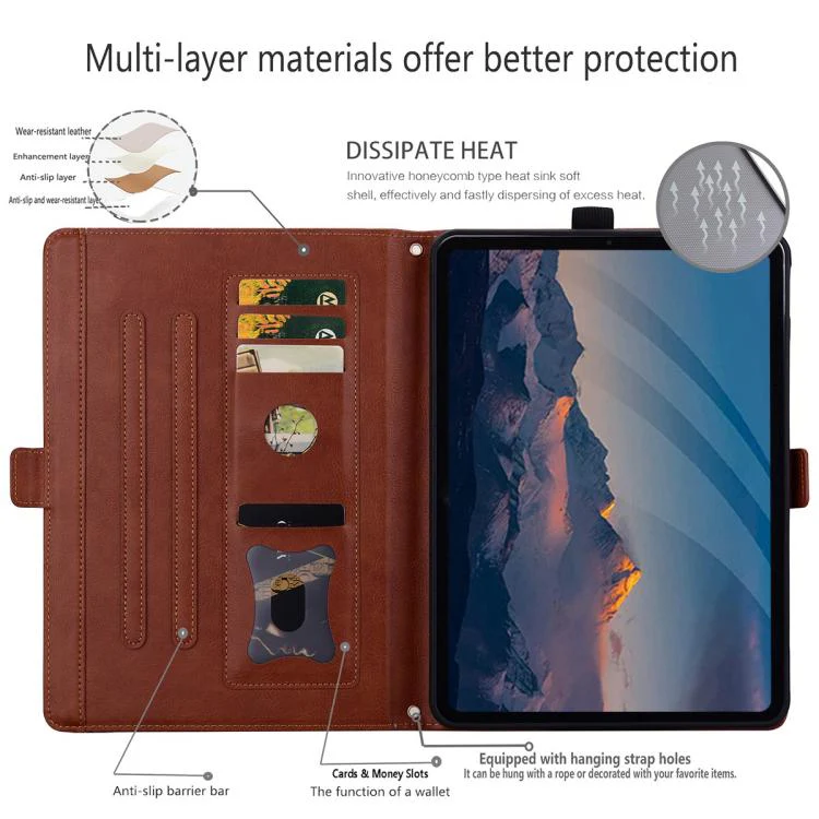 For Tecno Megapad Pro 12 Front Pocket Business Vegan Leather Tablet Case(Brown) - Image 4