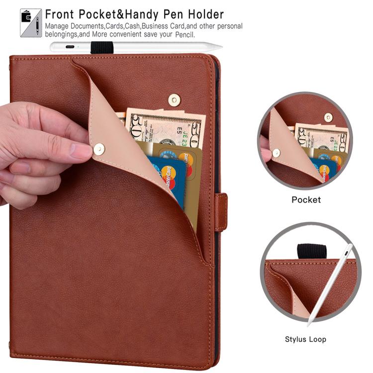 For Tecno Megapad Pro 12 Front Pocket Business Vegan Leather Tablet Case(Brown) - Image 5