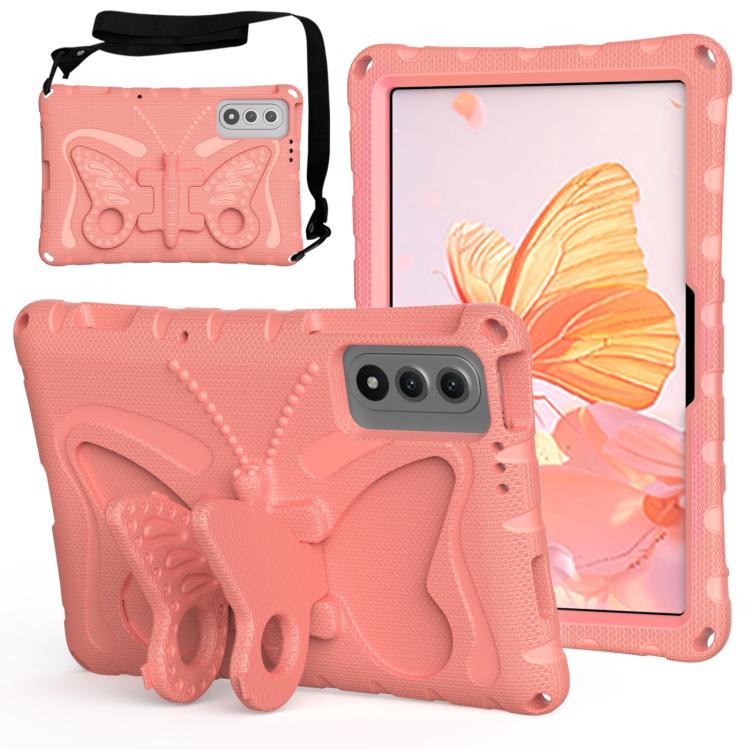 For Tecno Megapad SE 11 Butterfly Bracket EVA Shockproof Tablet Case(Pink Orange)