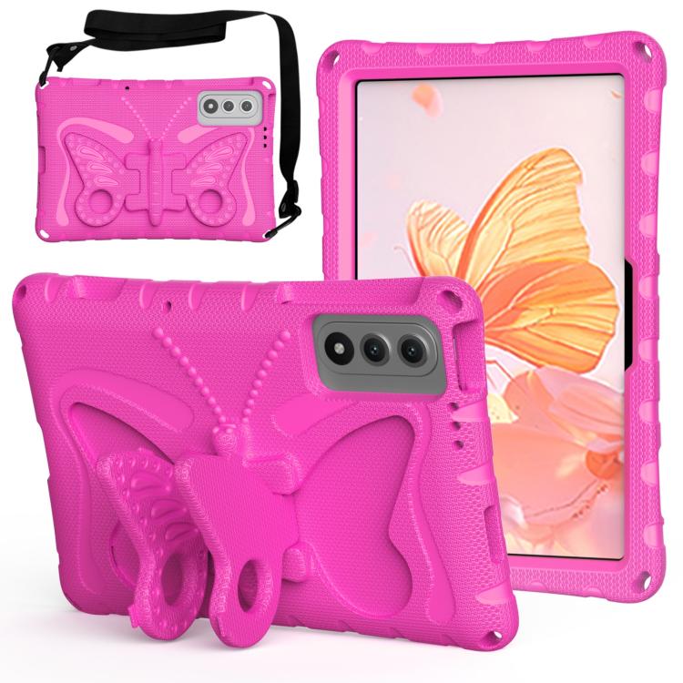 For Tecno Megapad SE 11 Butterfly Bracket EVA Shockproof Tablet Case(Rose Red)