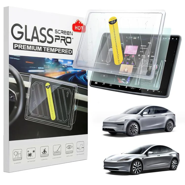 For Tesla Model 3 / Y Easy Install Box Dust-Free Anti-Fingerprint Car Navigator HD Tempered Glass Film