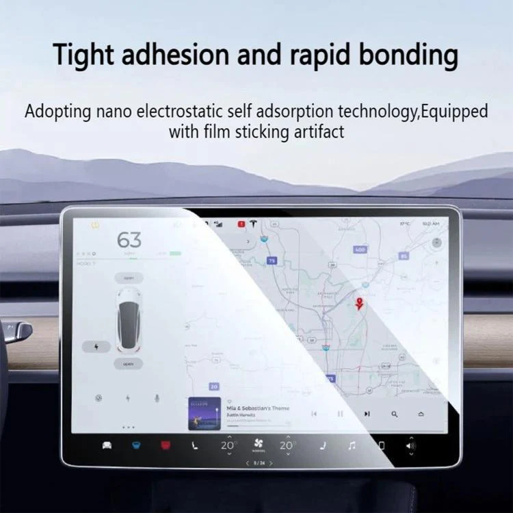 For Tesla Model 3 / Y Easy Install Box Dust-Free Anti-Fingerprint Car Navigator HD Tempered Glass Film - Image 4