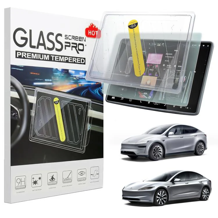 For Tesla Model 3 / Y Easy Install Box Dust-Free Anti-Fingerprint Car Navigator Matte Tempered Glass Film