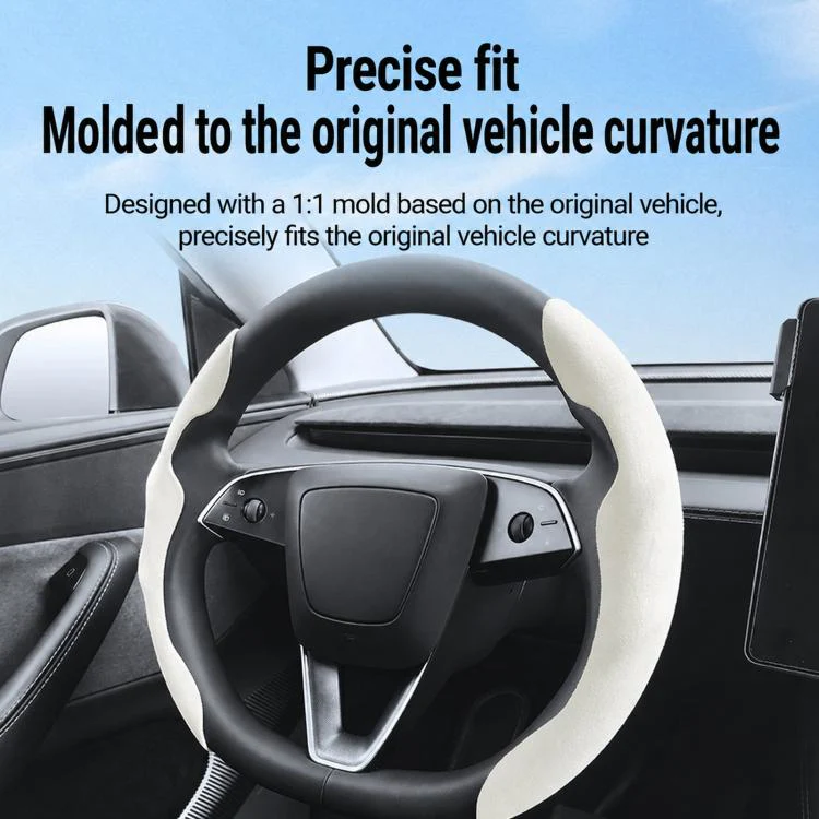 For Tesla Model Series Ultra-Thin Sweat-Wicking Steering Wheel Cover, Spec: Suede Black - Image 3