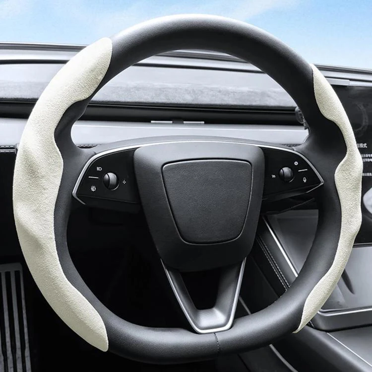 For Tesla Model Series Ultra-Thin Sweat-Wicking Steering Wheel Cover, Spec: Suede White