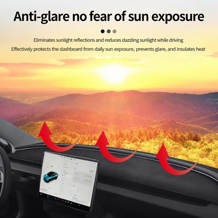 For Tesla Model Y / Y L 2025-2026 Dashboard Sun Shade Mat Suede Anti-UV Heat Insulation Dash Cover - Image 8