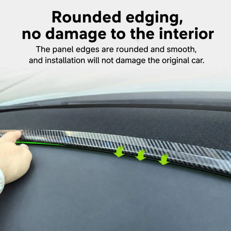 For Tesla Model Y / Y L Car Front Windshield Ambient Light Decorative Trim Strip(Glossy Black) - Image 5
