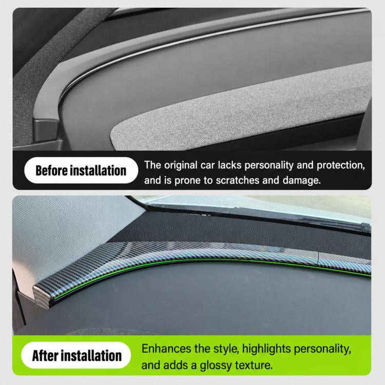 For Tesla Model Y / Y L Car Front Windshield Ambient Light Decorative Trim Strip(Glossy Black) - Image 8