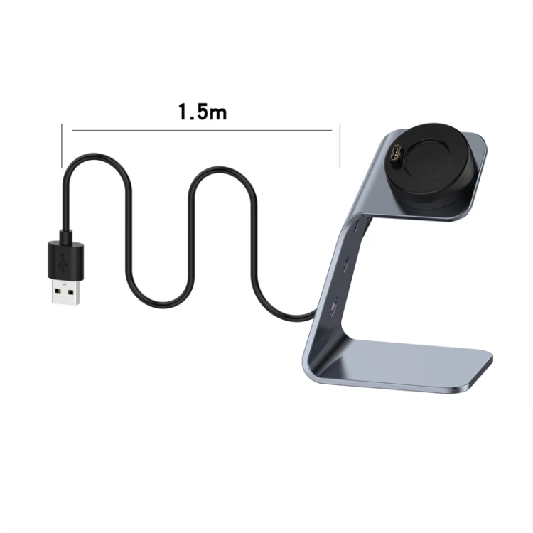 For Venu3 / Venu3S / Vivoactive 5 Portable Metal Charger Holder with Data Function, Left Interface(Grey) - Image 4
