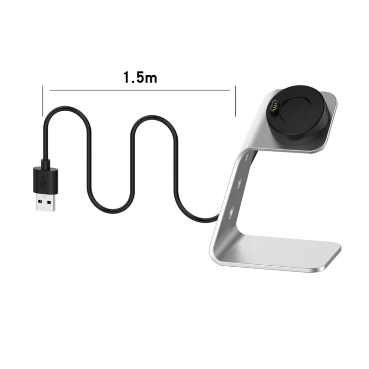 For Venu3 / Venu3S / Vivoactive 5 Portable Metal Charger Holder with Data Function, Left Interface(Silver) - Image 4