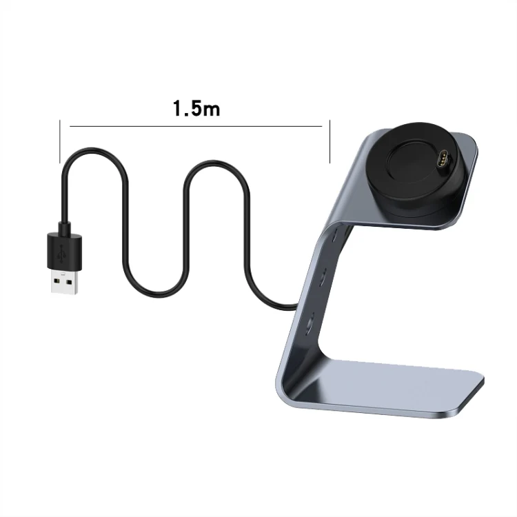 For Venu3 / Venu3S / Vivoactive 5 Portable Metal Charger Holder with Data Function, Right Interface(Grey) - Image 4
