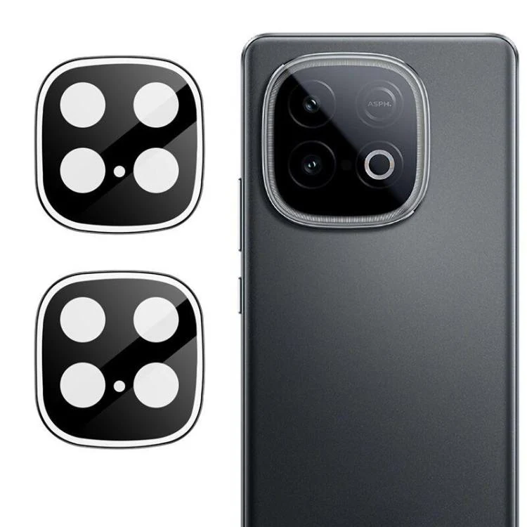 For vivo iQOO Z10 Turbo 2pcs/Set LeReach TF Series Snap Version HD Wear-Resistant Camera Lens Glass Film(Black)