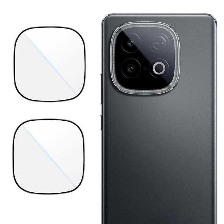 For vivo iQOO Z10 Turbo 2pcs/Set LeReach TF Series Snap Version HD Wear-Resistant Camera Lens Glass Film(Clear with Black Frame)
