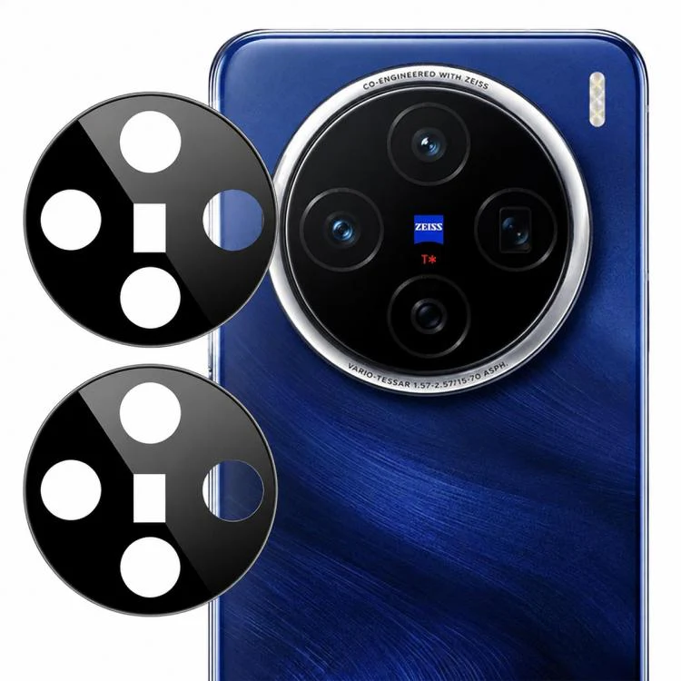 For vivo X200 2pcs/Set LeReach TF Series Snap Version HD Wear-Resistant Camera Lens Glass Film(Black)