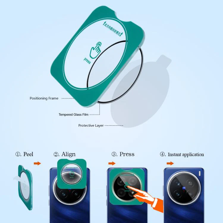 For vivo X200 Pro LeReach TF Series Snap Version HD Wear-Resistant Camera Lens Glass Film(Clear with Black Frame) - Image 8